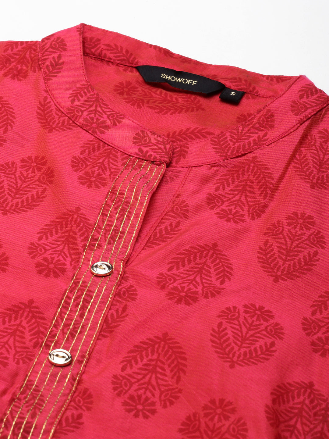 Women's Pink Printed A-Line Kurta