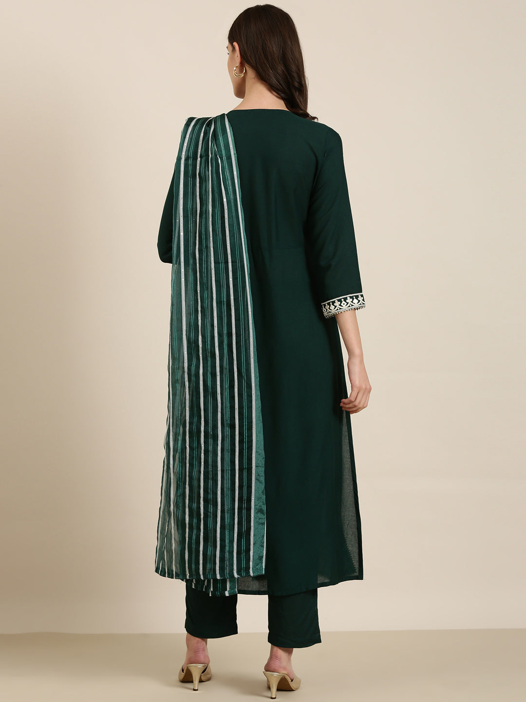 Women Green Solid Kurta Set