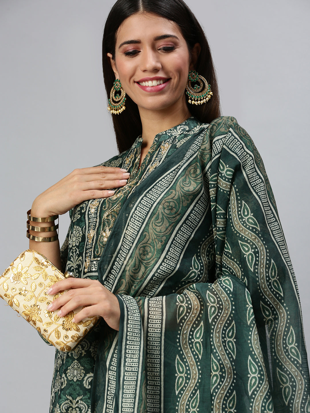 Women's Green Printed Kurta Sets