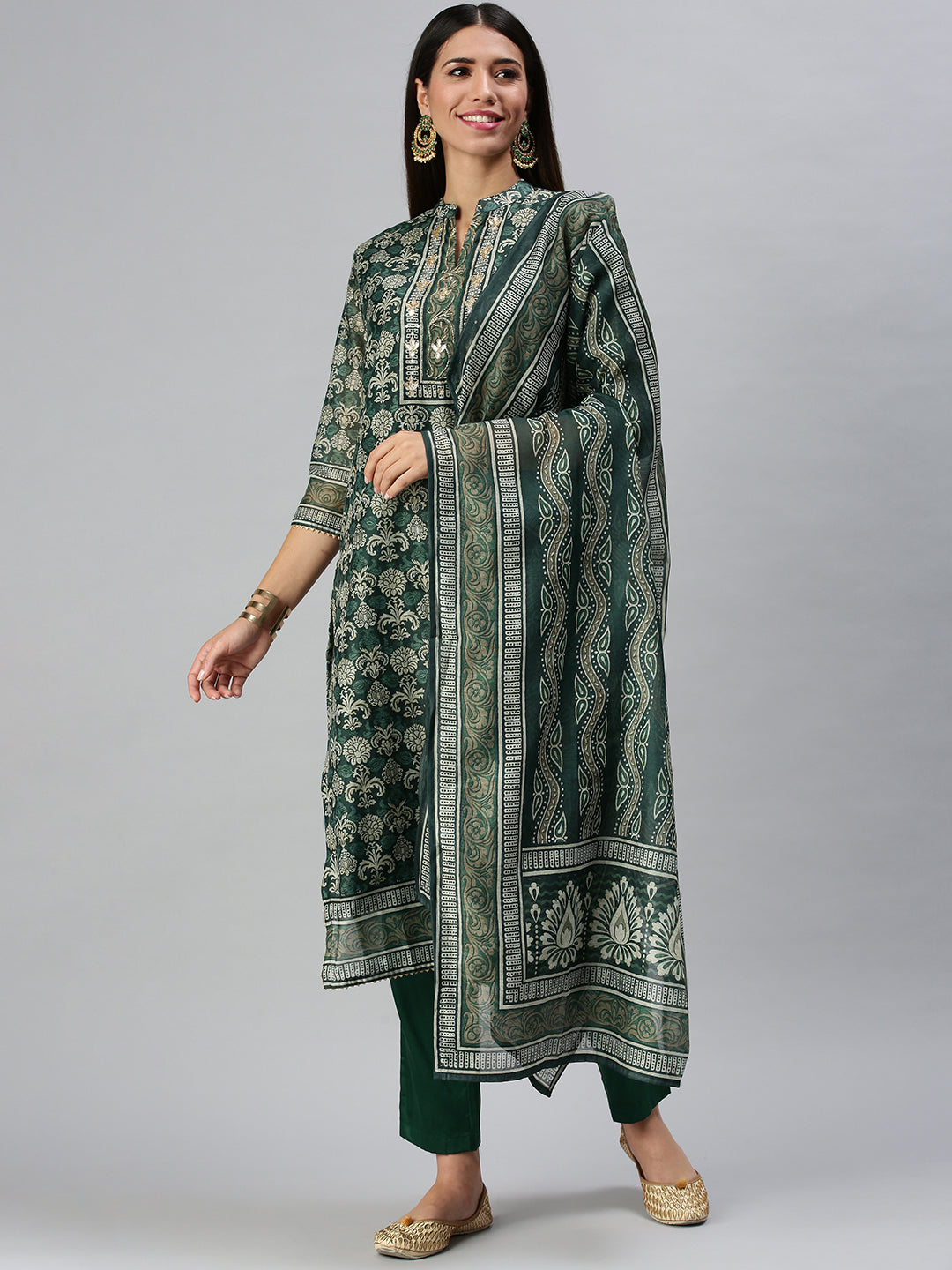 Women's Green Printed Kurta Sets