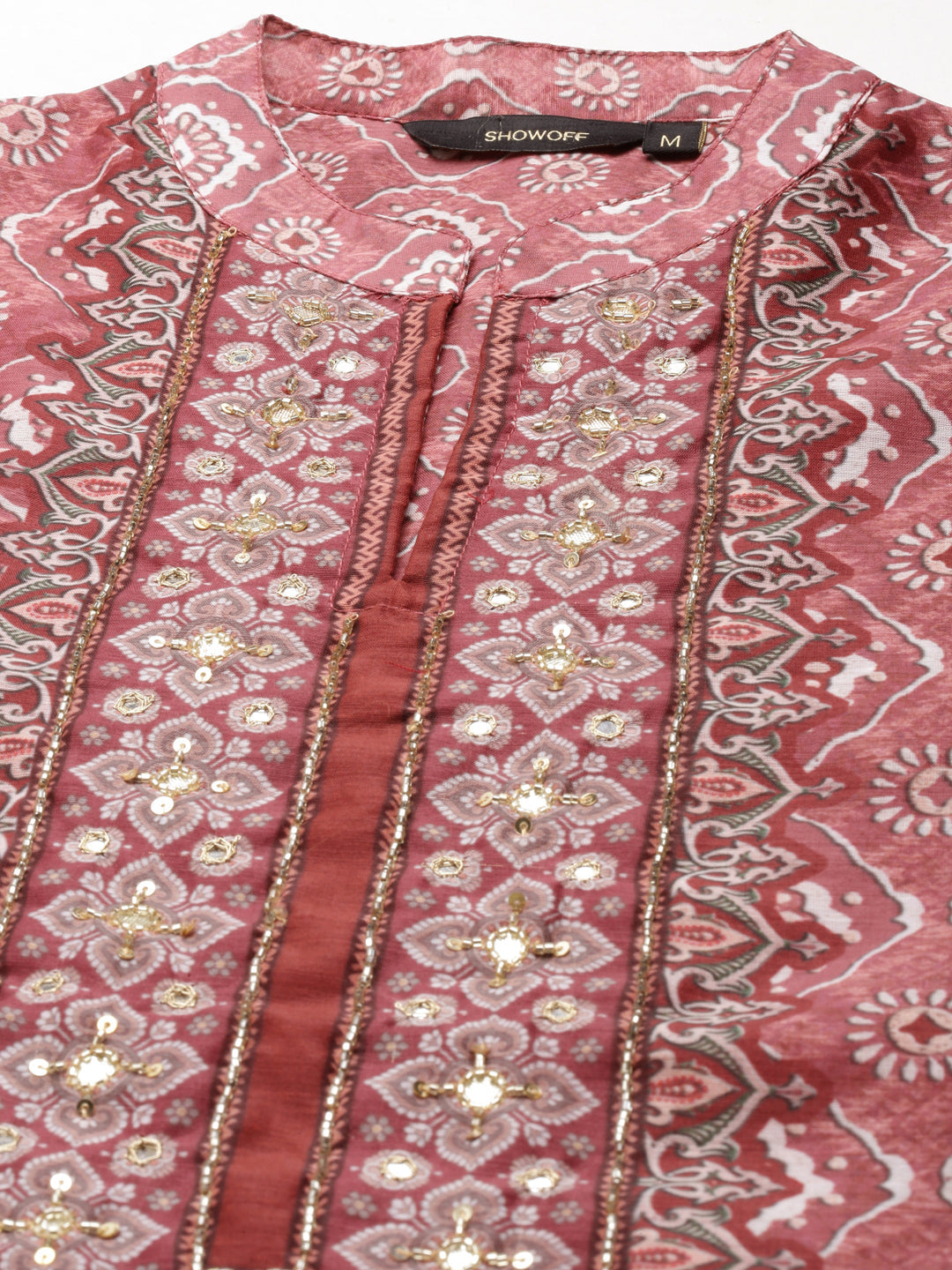 Women Maroon Printed Kurta Set