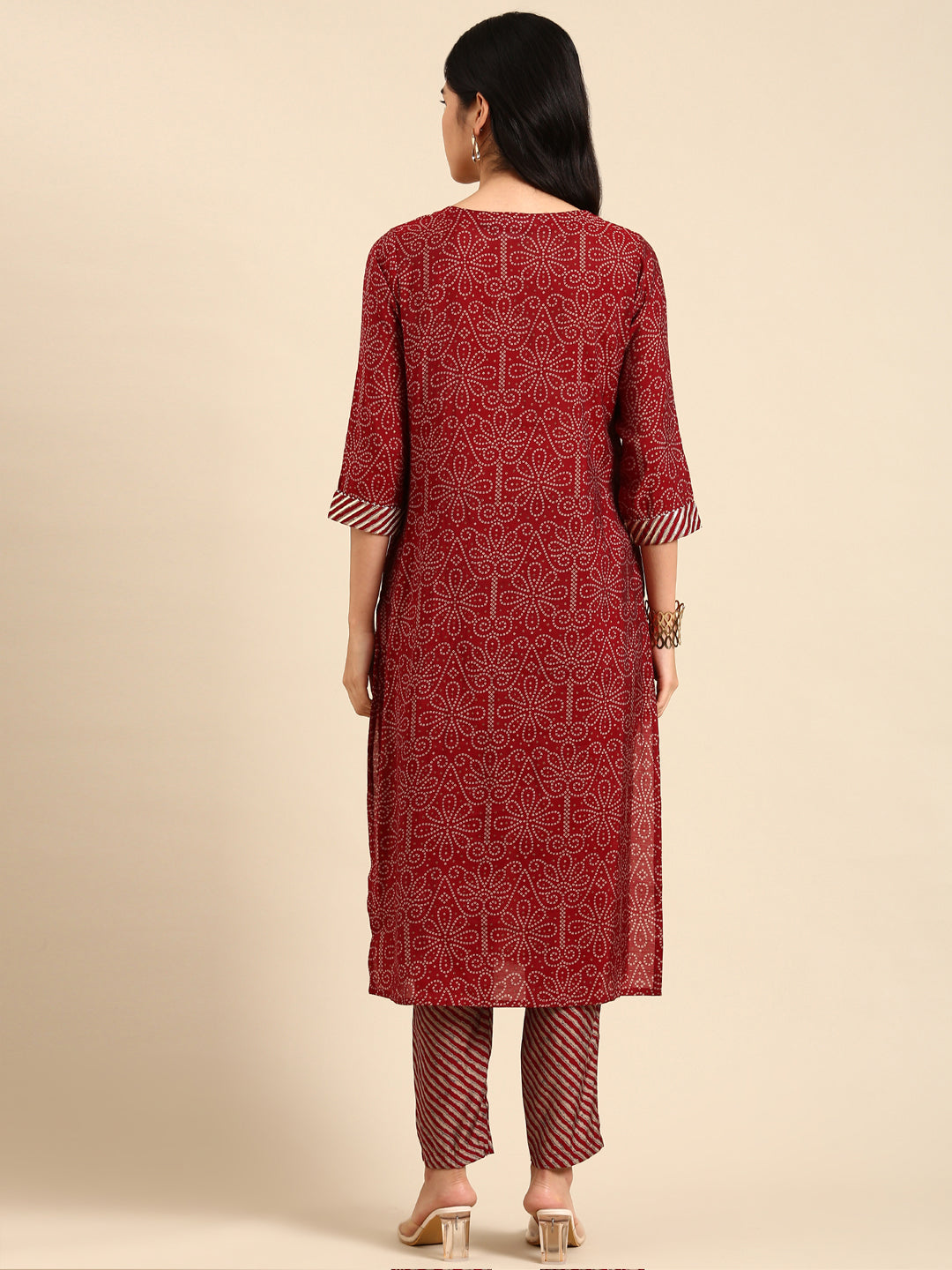 Women's Maroon Printed Kurta Set