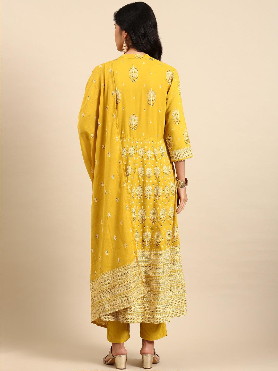 Women's Mustard Printed Kurta Set