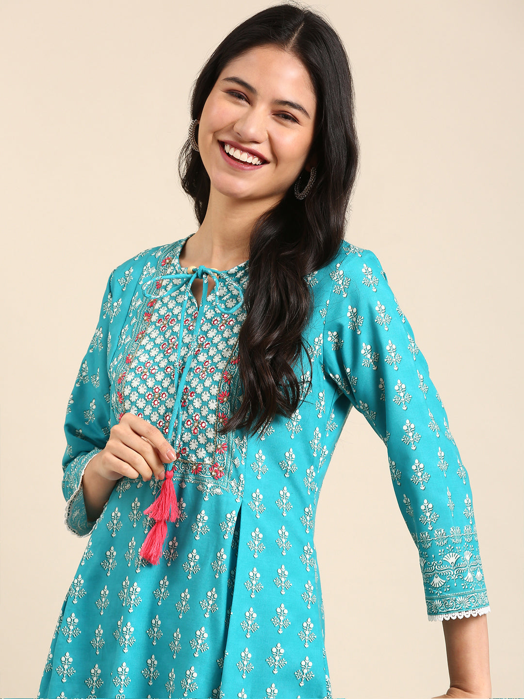 Women's Blue Printed Kurta Set