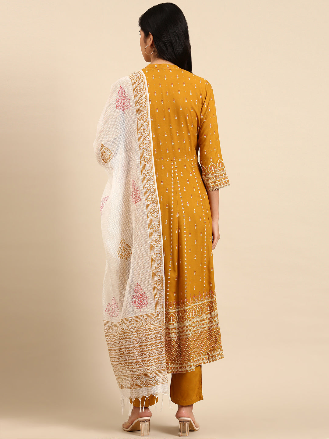 Women's Mustard Printed Kurta Set