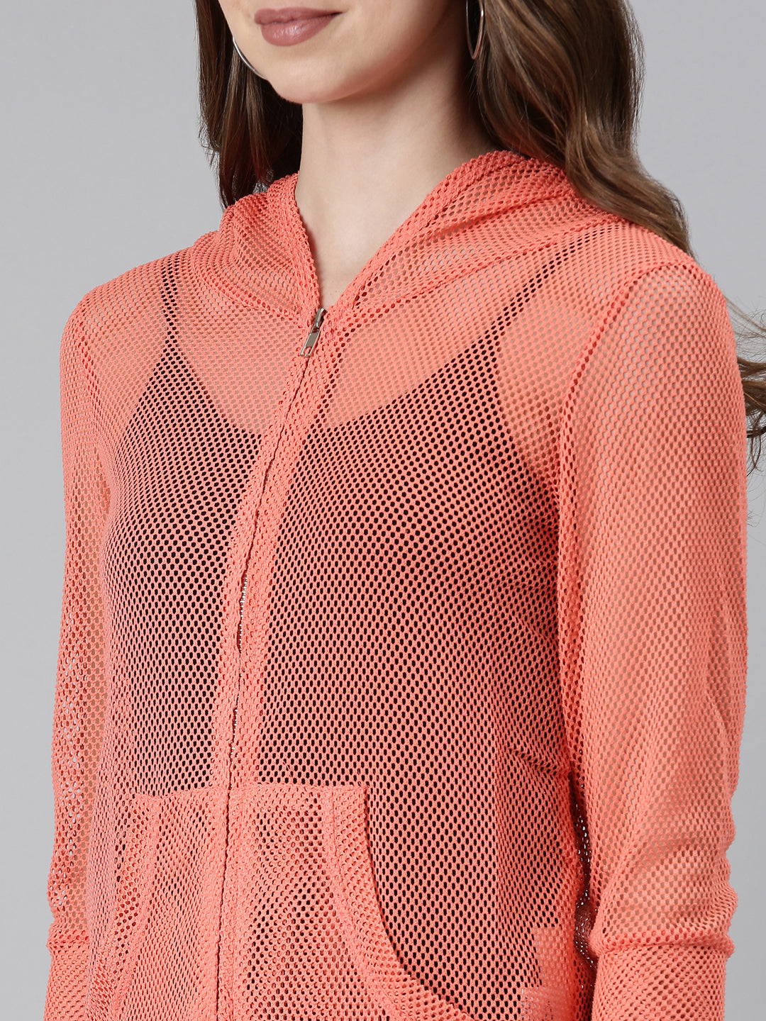 Women Coral Solid Jacket