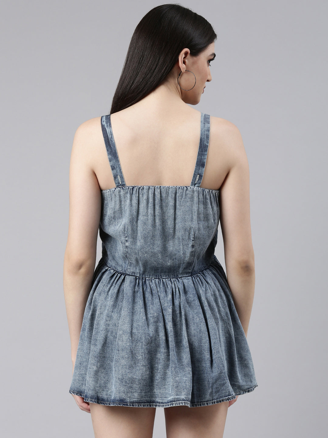 Women Blue Solid Dungaree