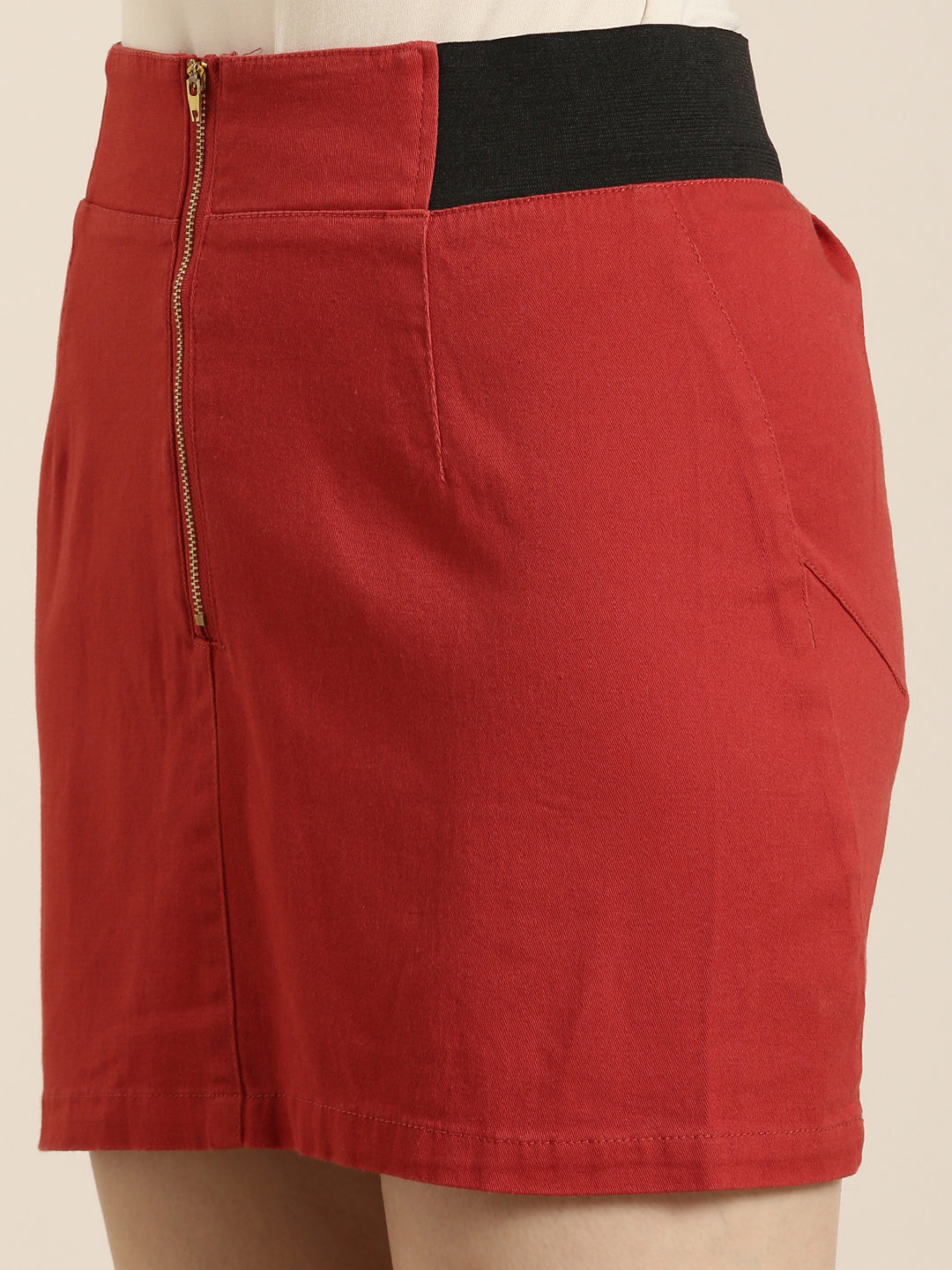 Women Red Solid A-Line Skirt