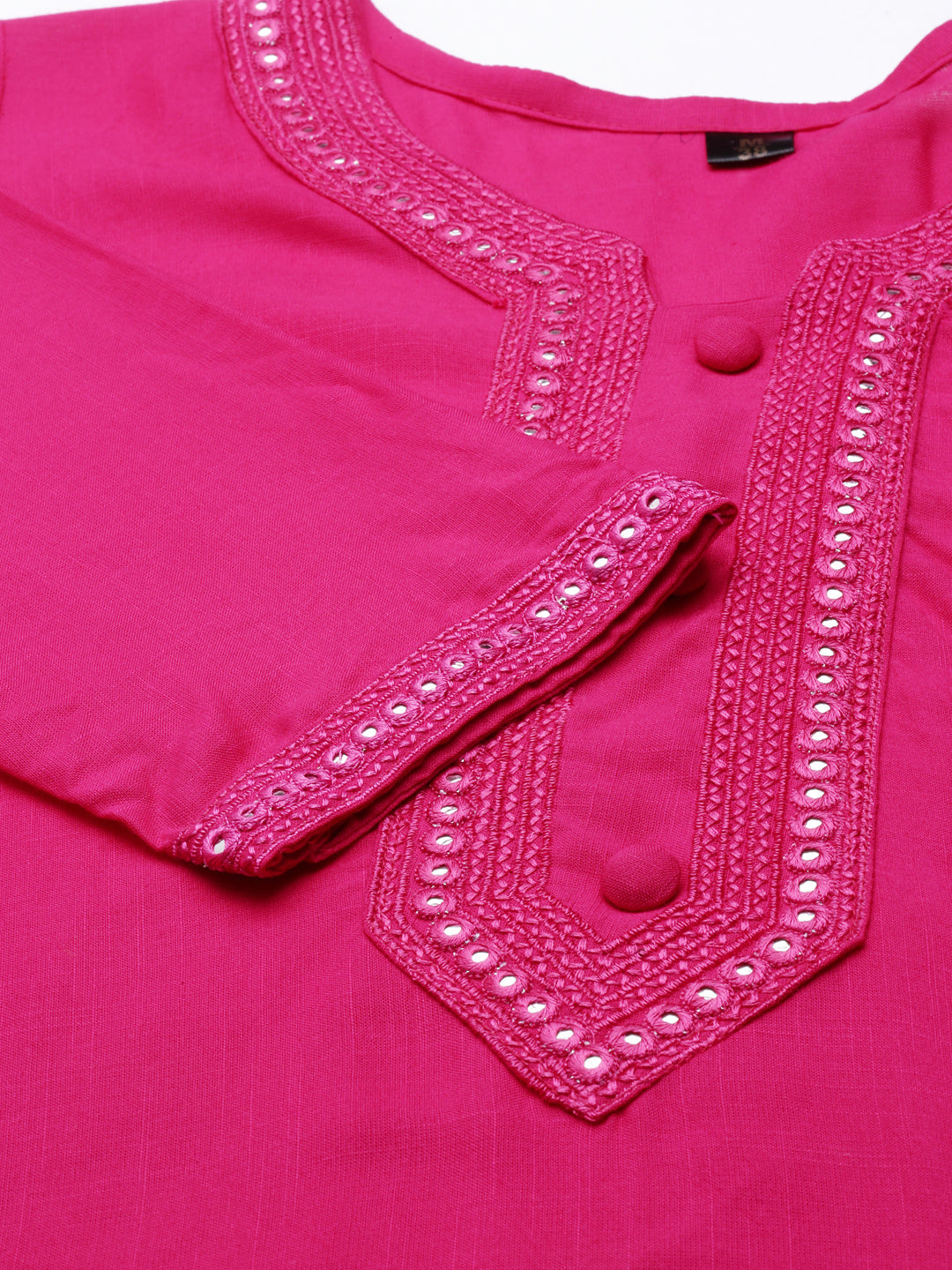 Women's Pink Solid Straight Kurti