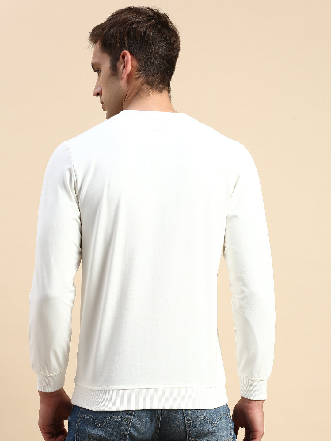 Men White Printed Casual Sweatshirt