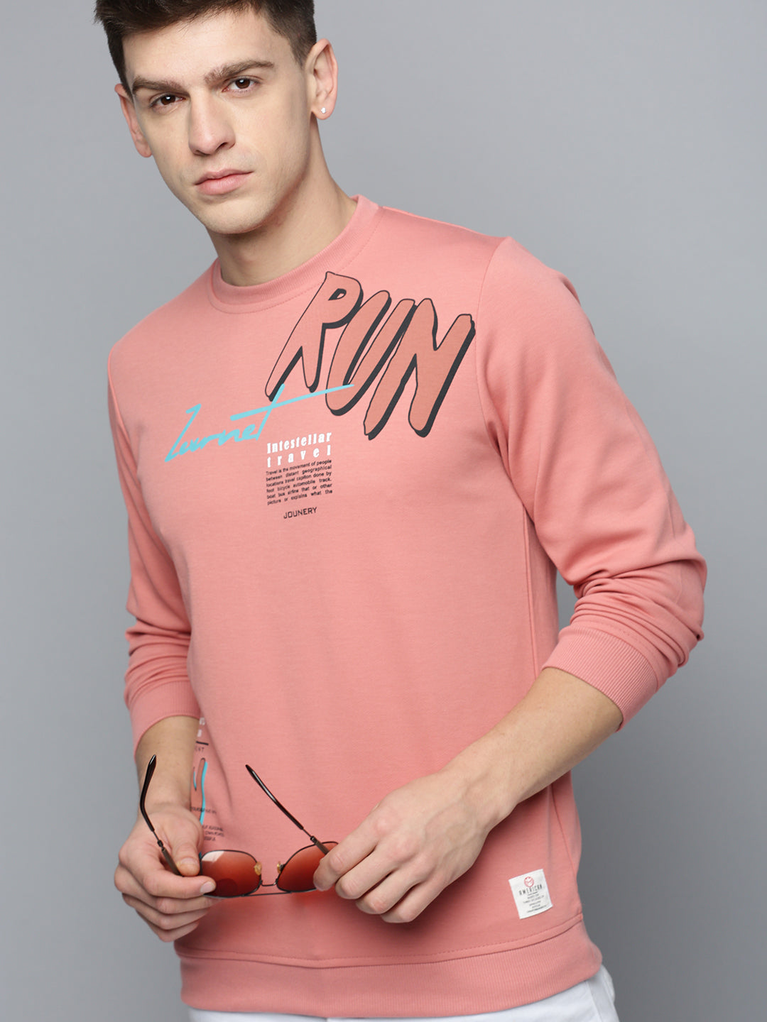 Men Coral Printed Casual Sweatshirt