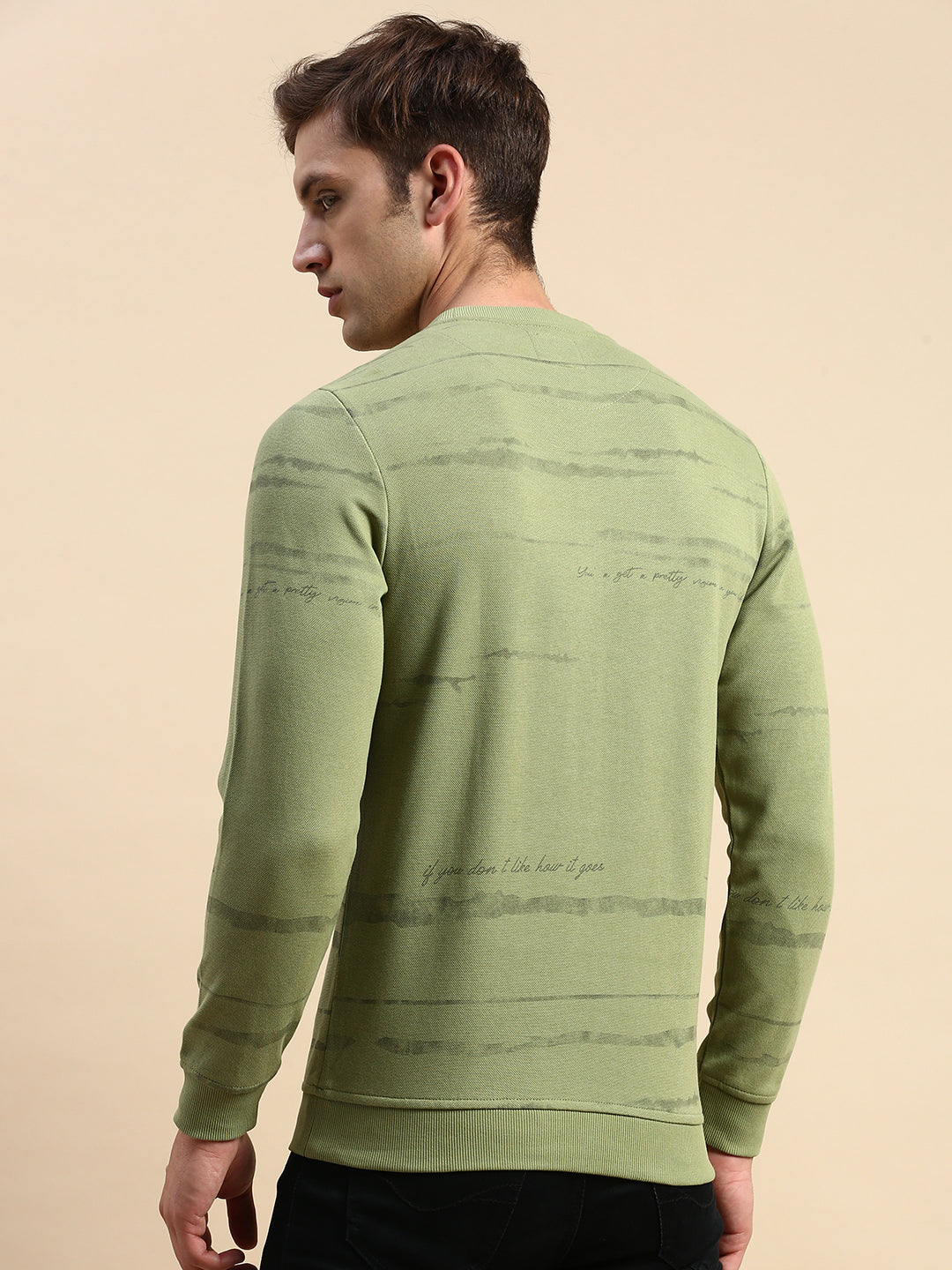 Men Green Printed Casual Sweatshirt