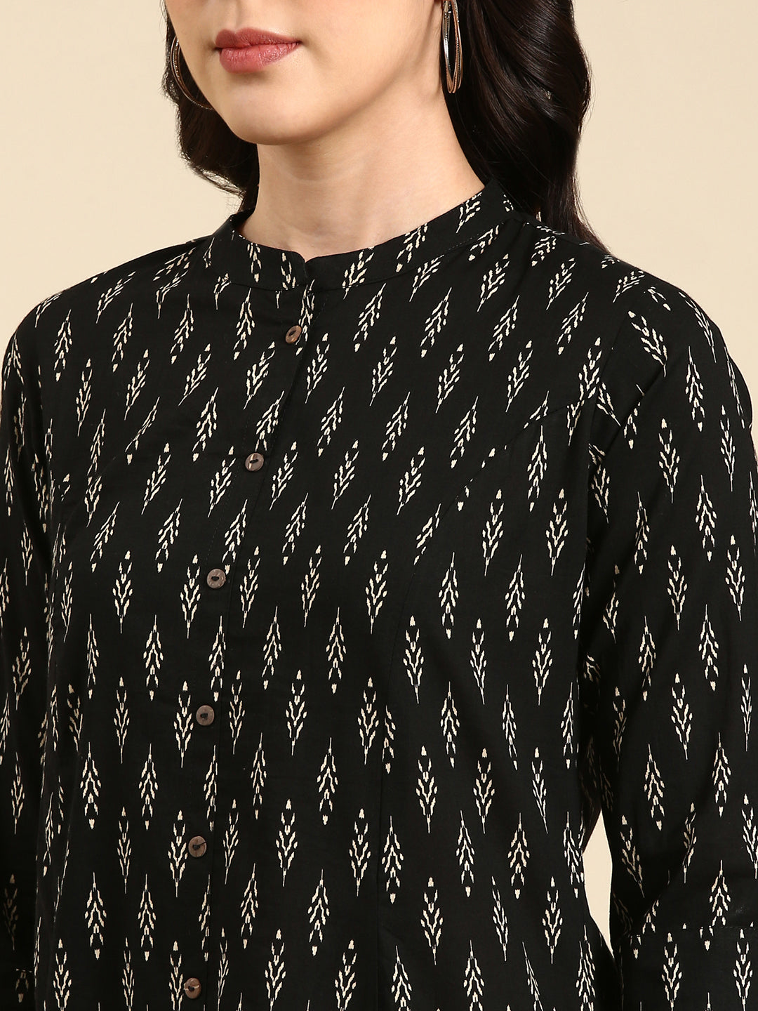 Women's Black Printed Straight Kurta