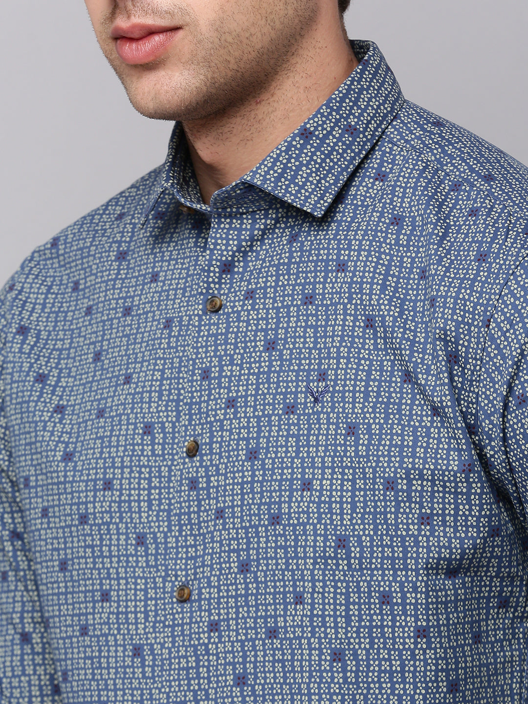 Men Blue Printed Casual Shirt