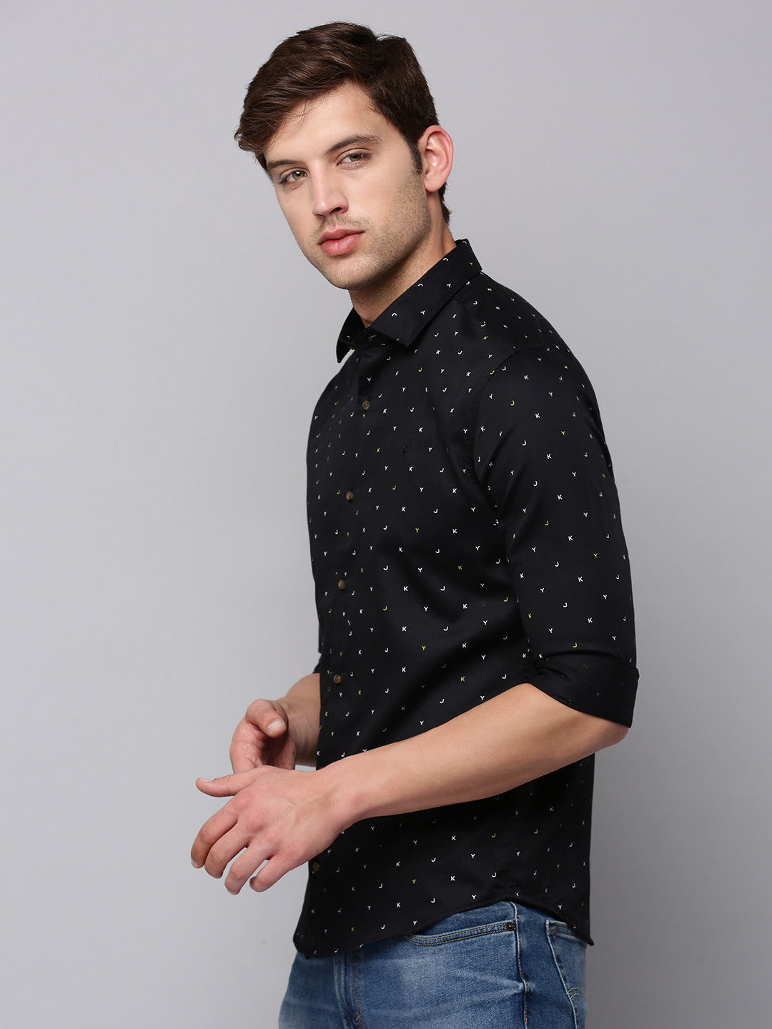 Men Black Printed Casual Shirt