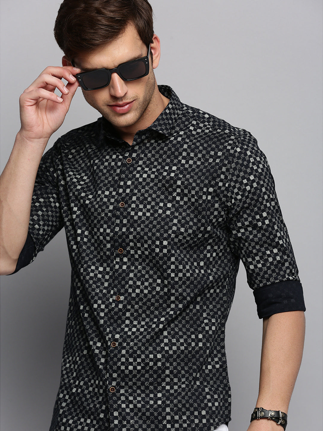 Men Black Printed Casual Shirt