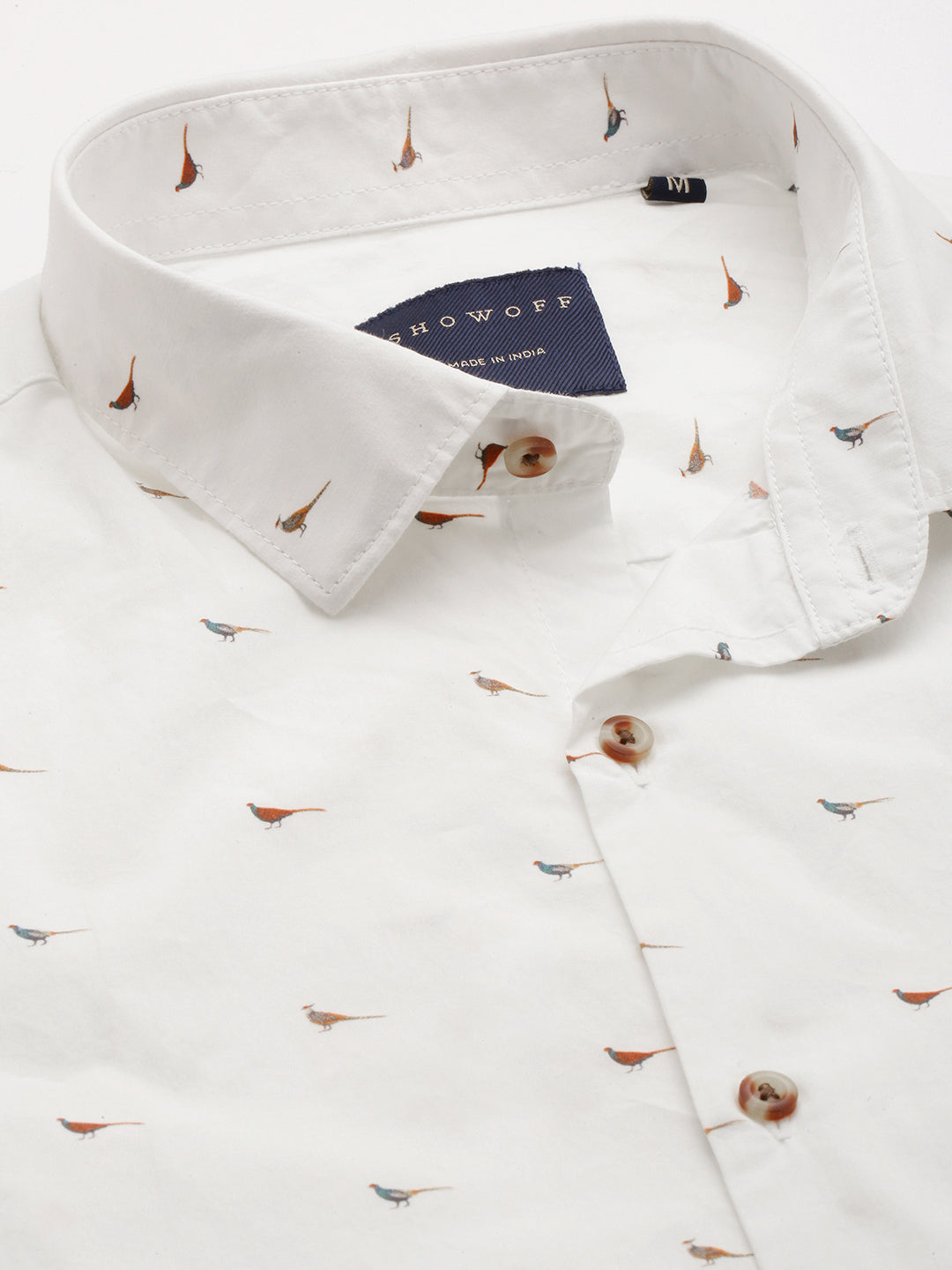 Men White Printed Casual Shirt