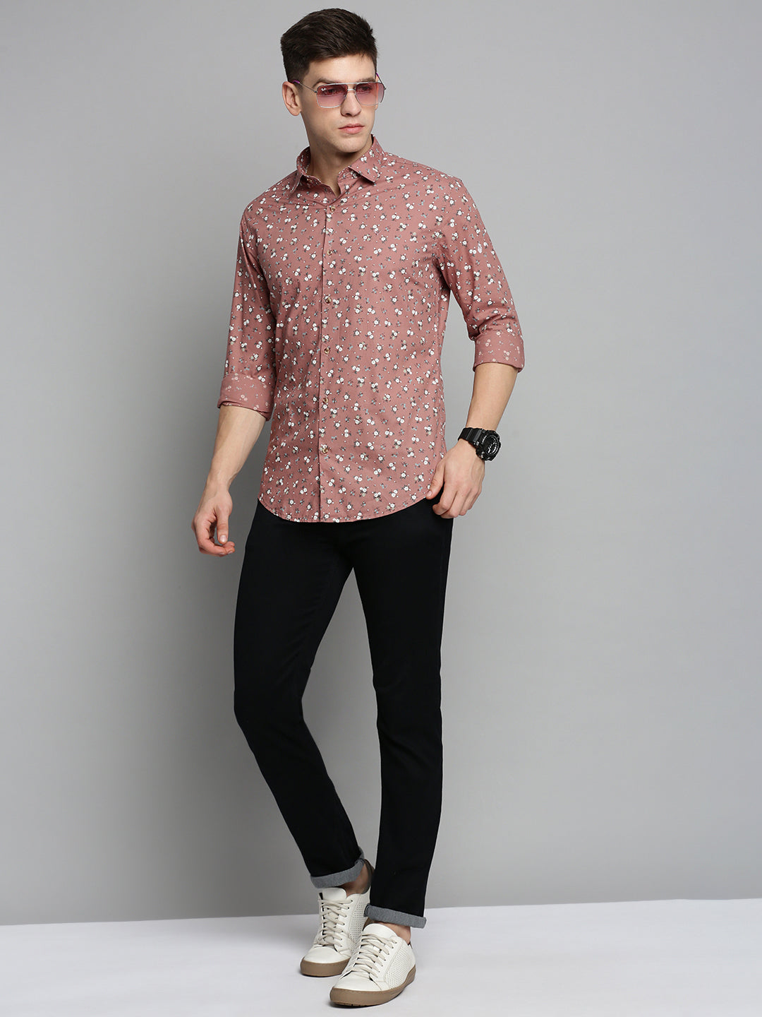 Men Purple Printed Casual Shirt