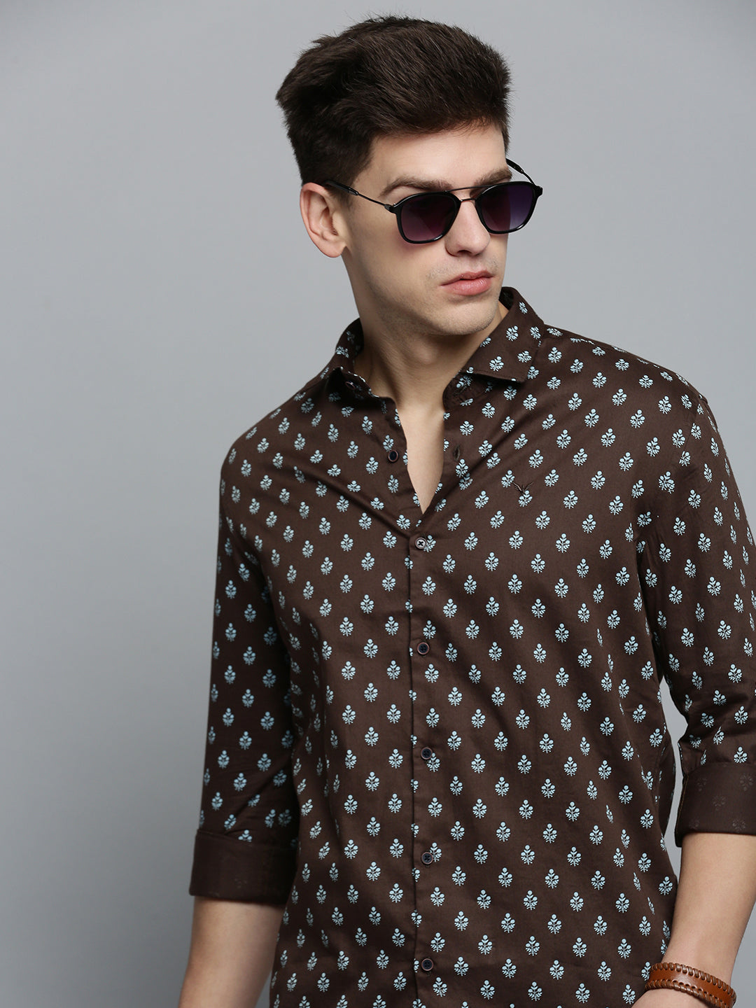 Men Green Printed Casual Shirt