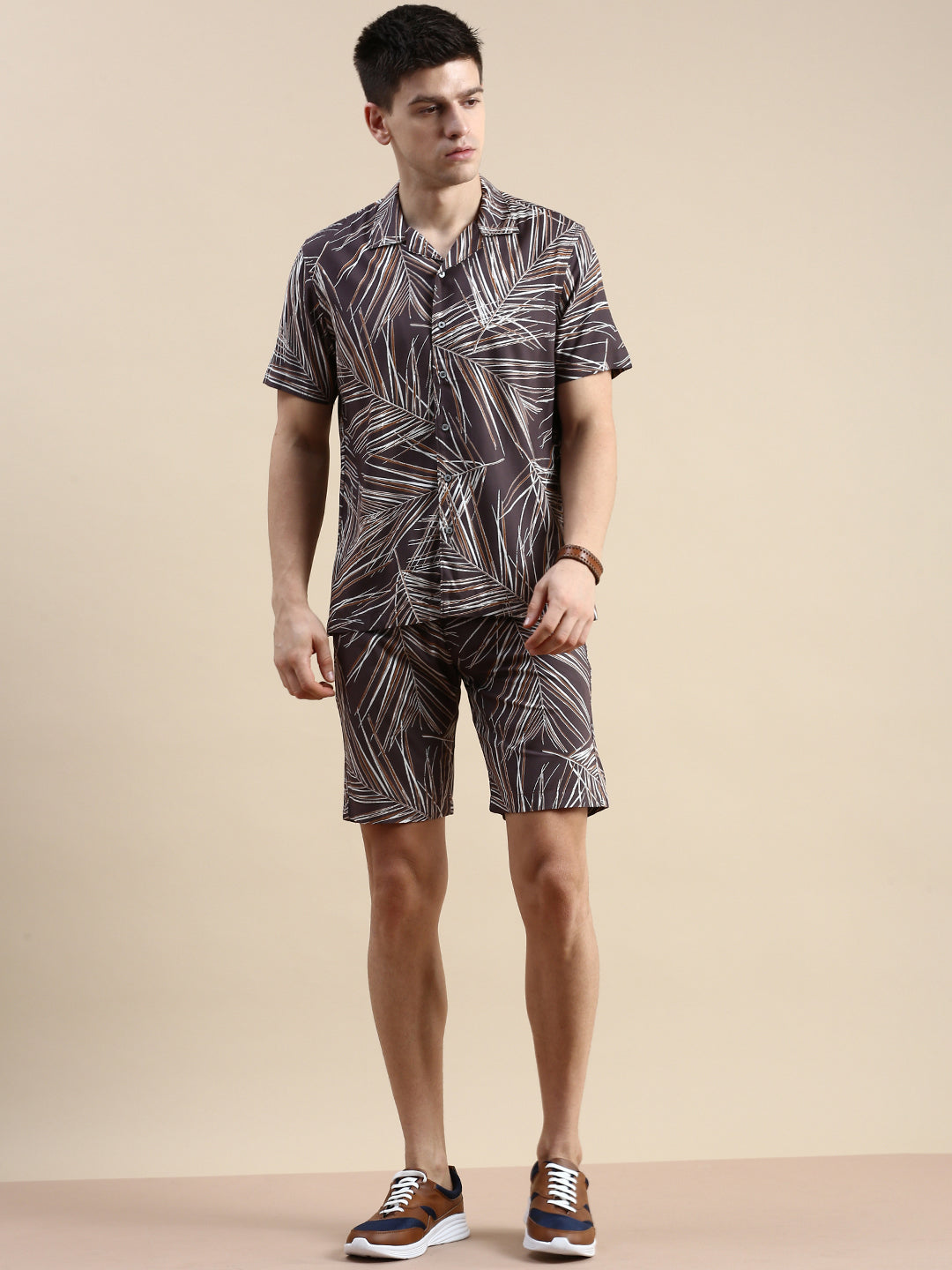 Men Grey Printed Casual Co ord Set