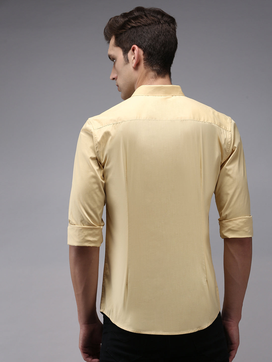 Men Yellow Solid Casual Shirt