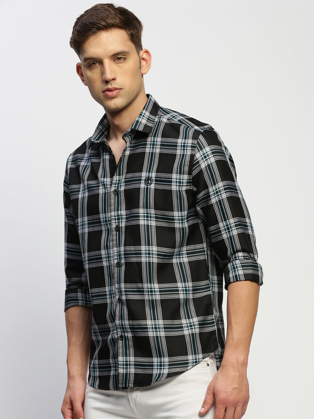 Men Black Checked Shirt