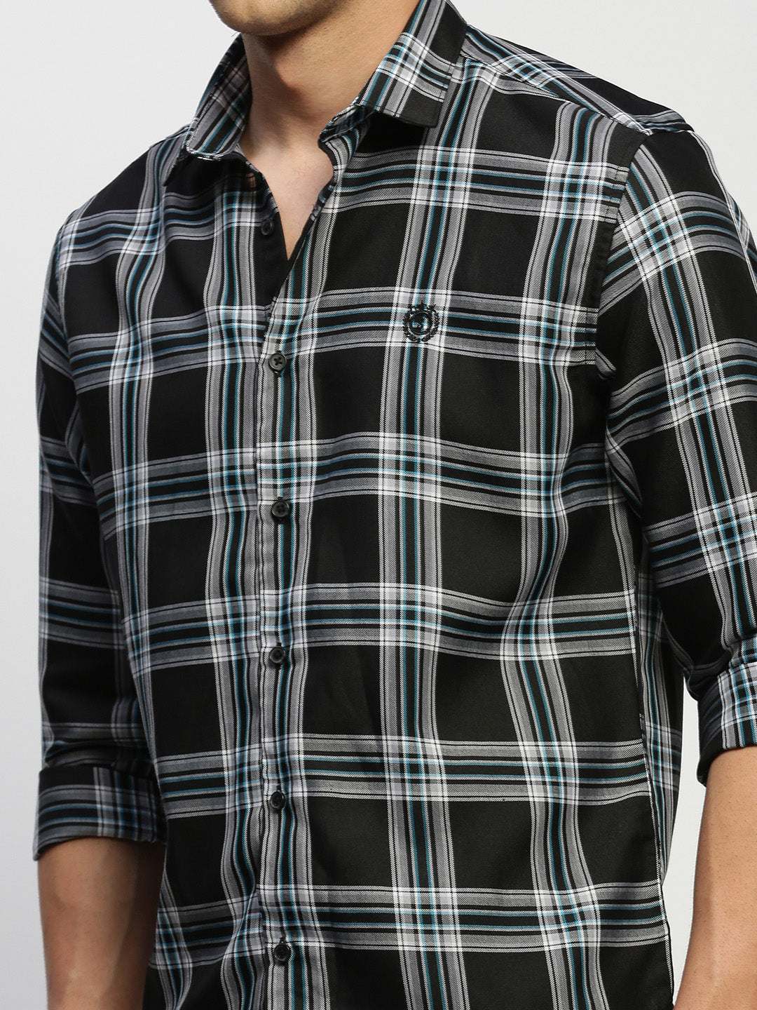 Men Black Checked Shirt