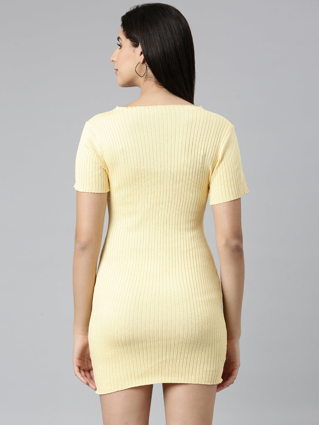 Women Yellow Solid Bodycon Dress
