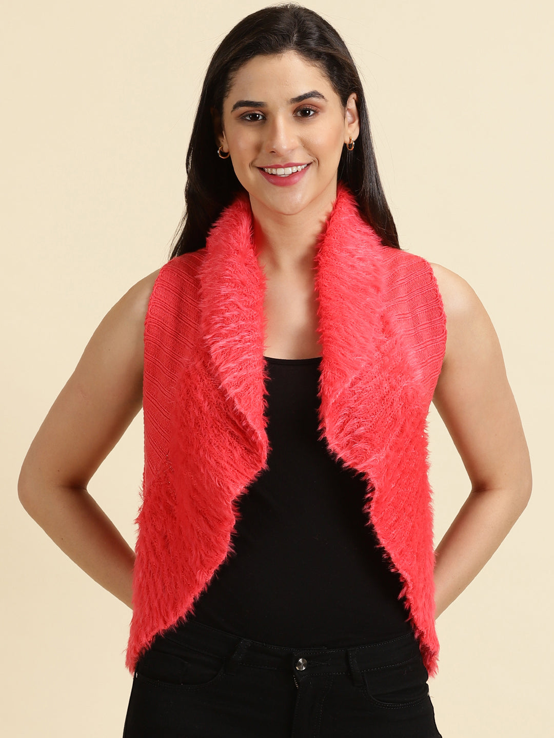 Women's Coral Solid Shrug