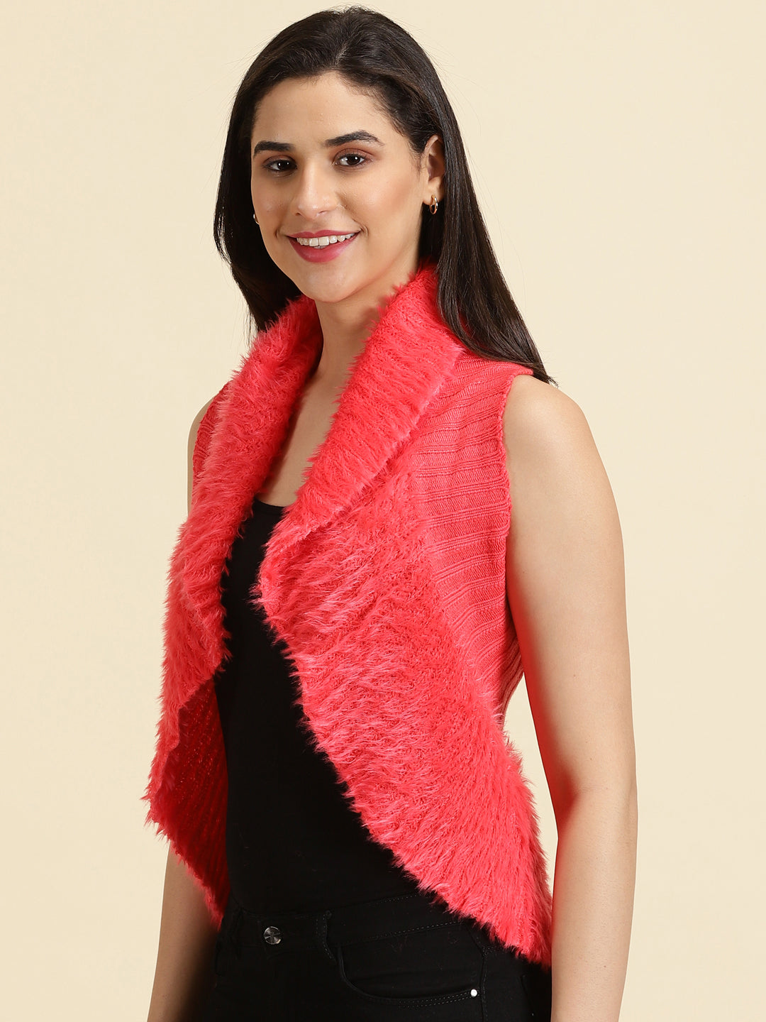Women's Coral Solid Shrug