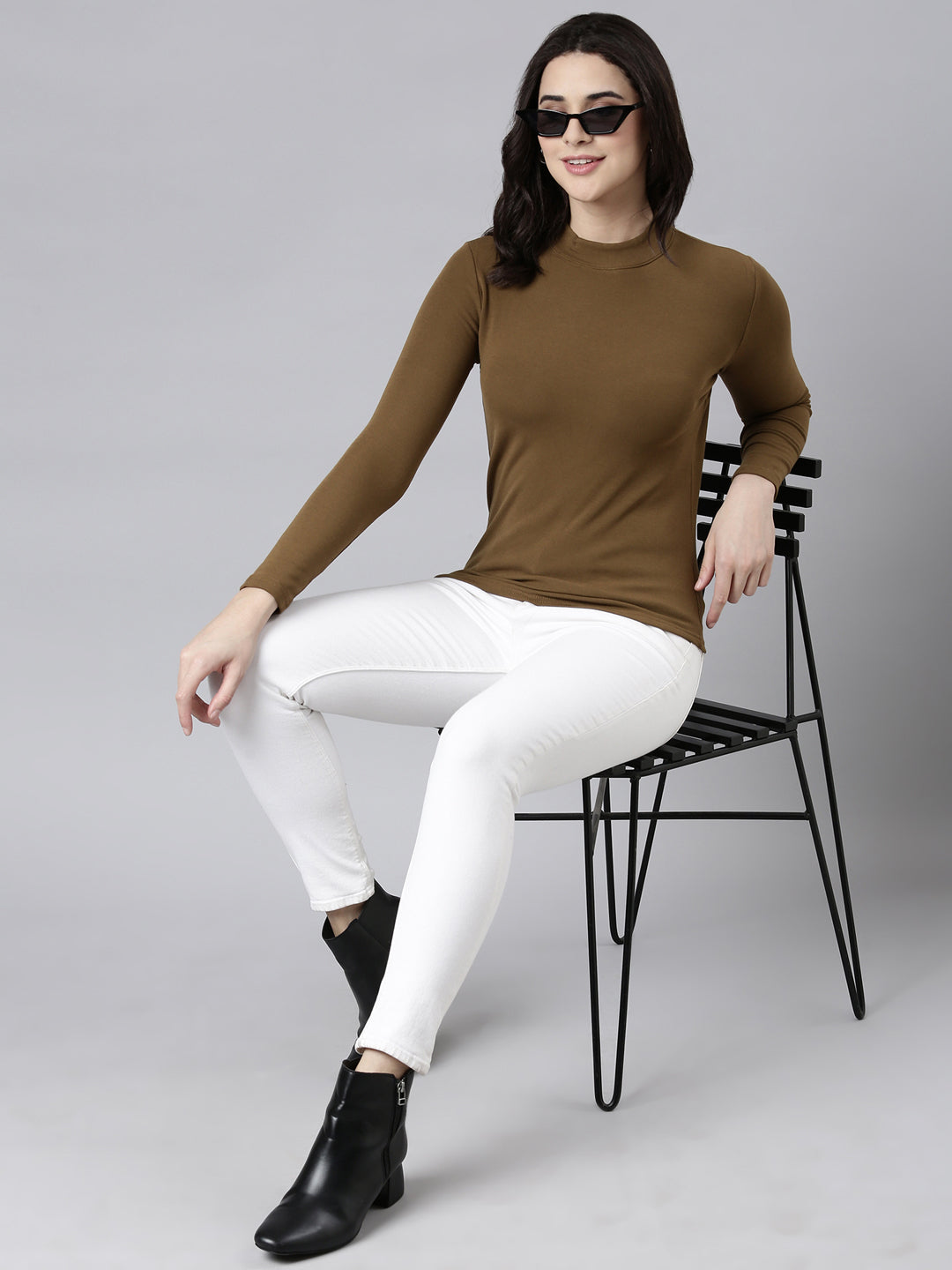 Women Solid Olive Top