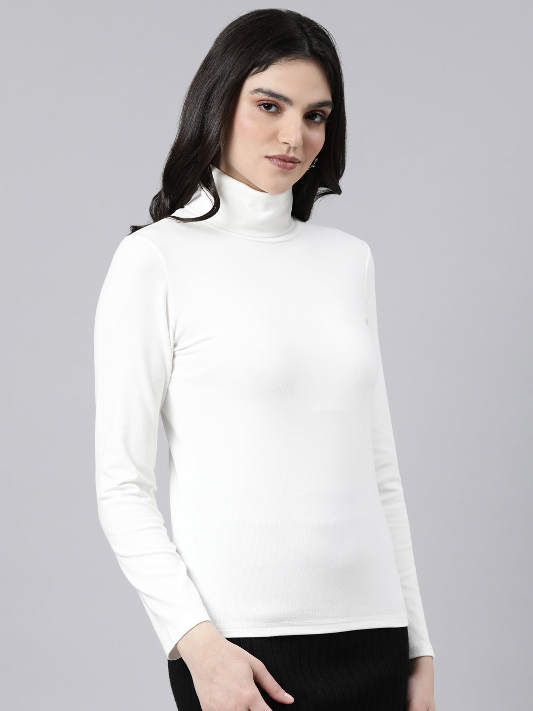 Women Solid Off White Top