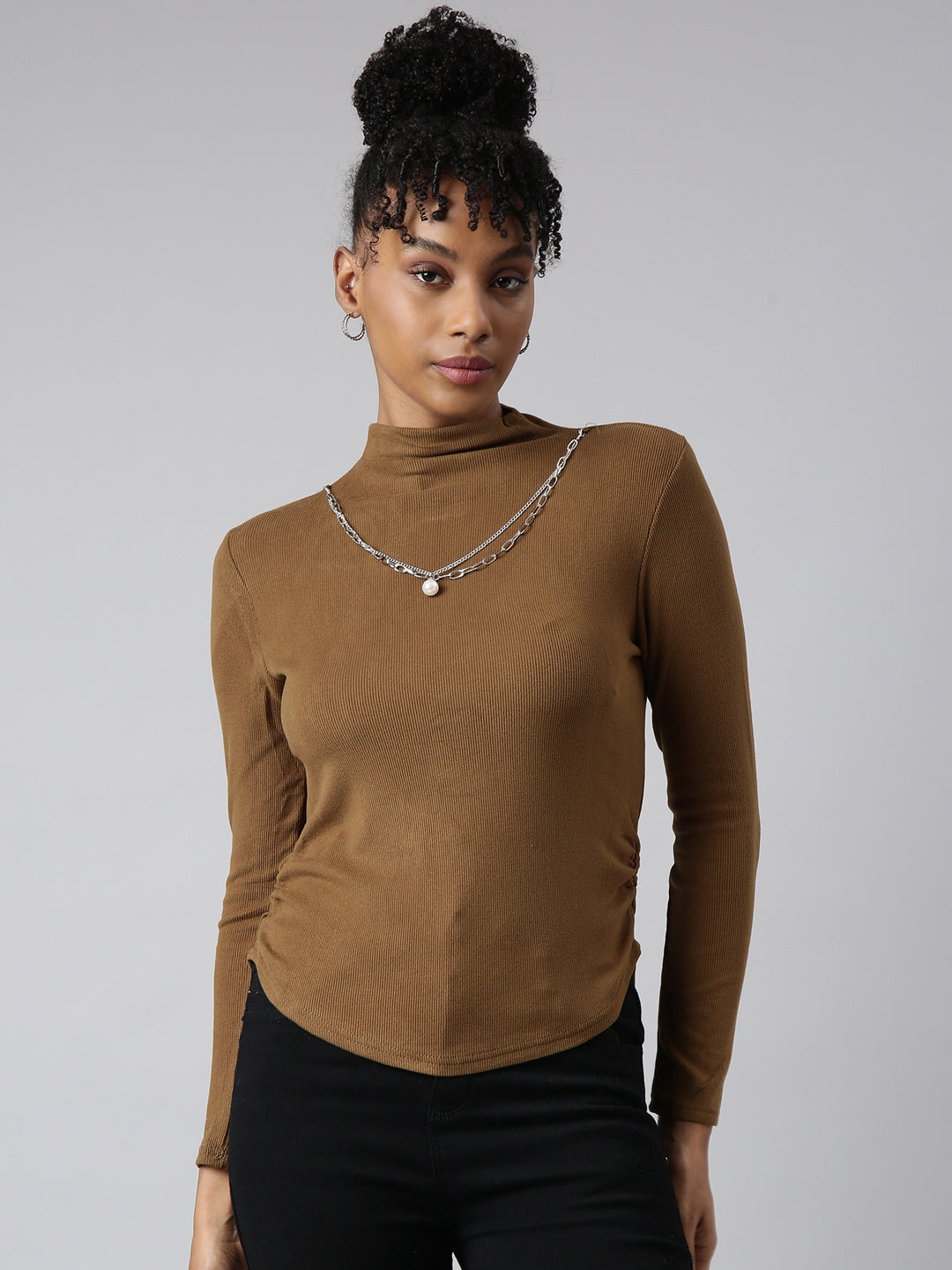 Women Olive Solid Top