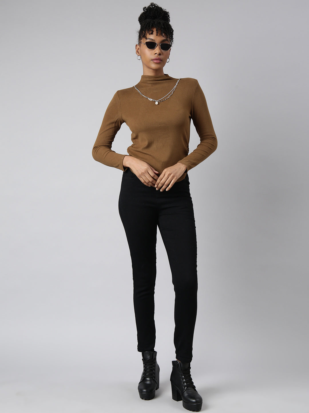 Women Olive Solid Top