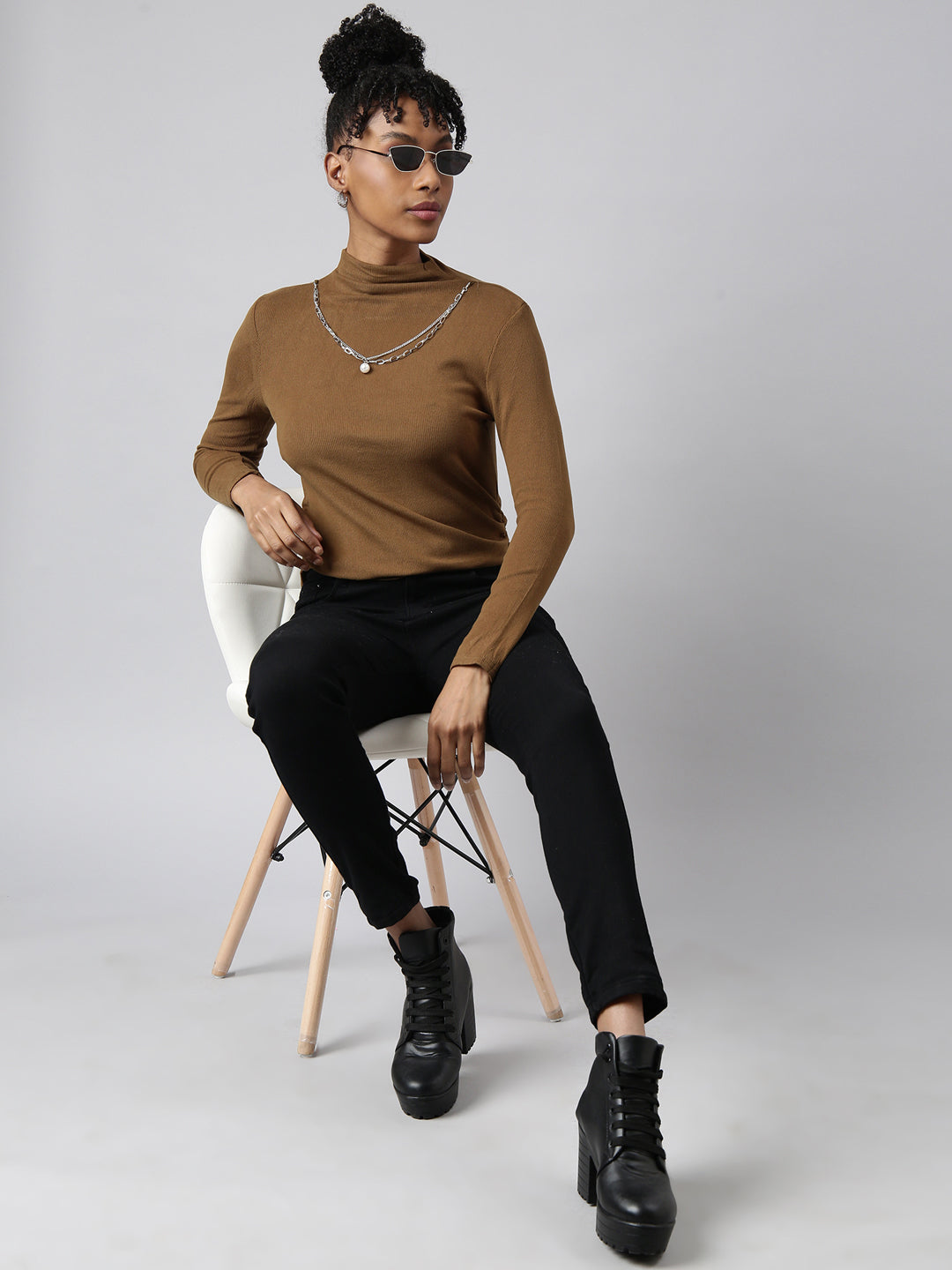 Women Olive Solid Top