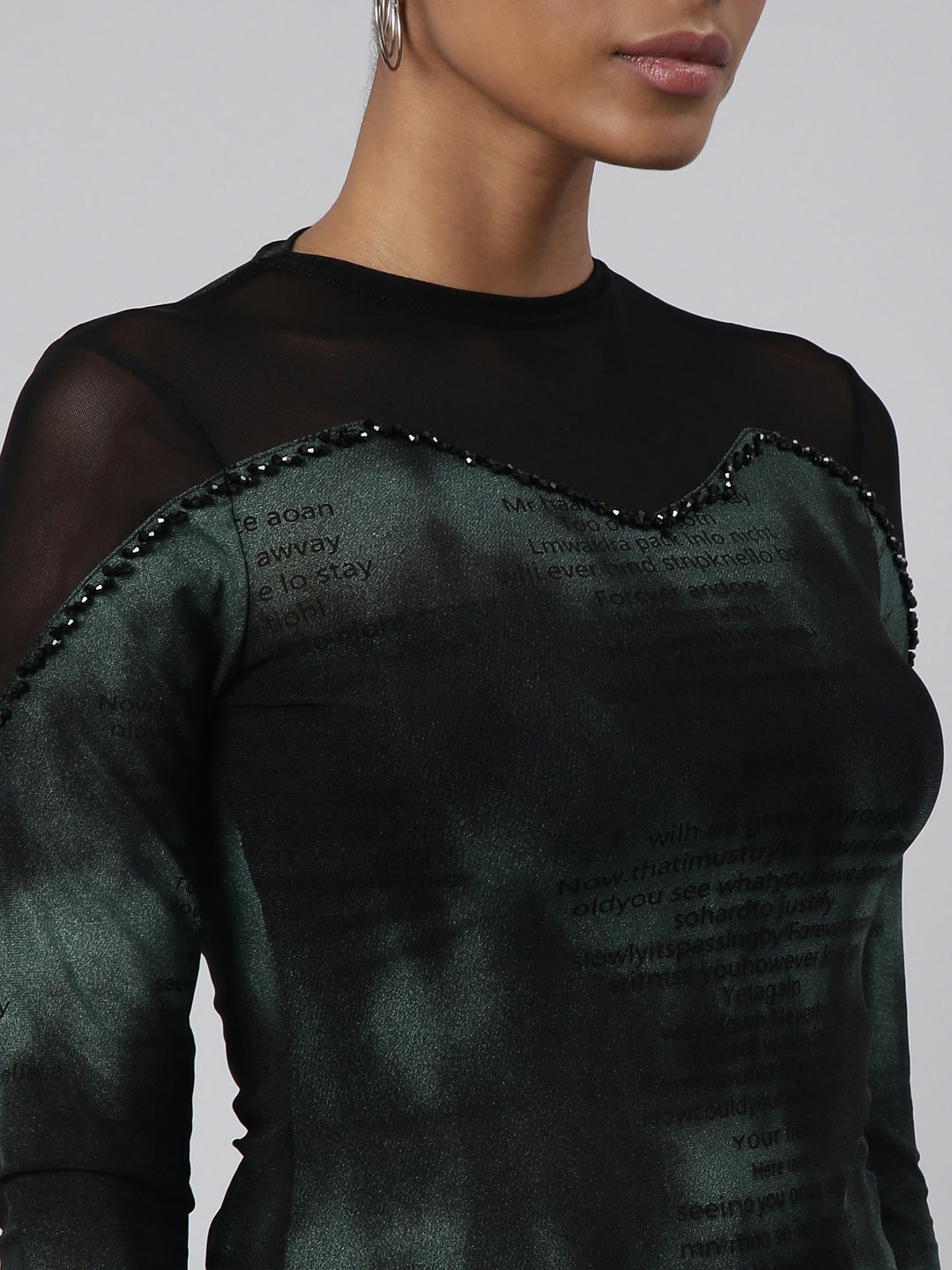 Women Black Shimmer Fitted Top