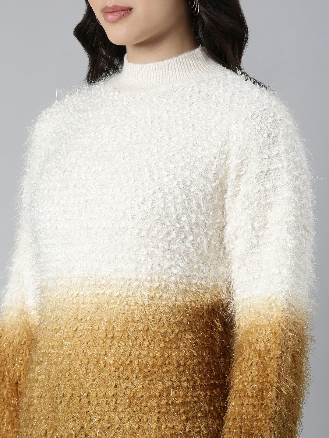 Women Speckled Mustard Pullover