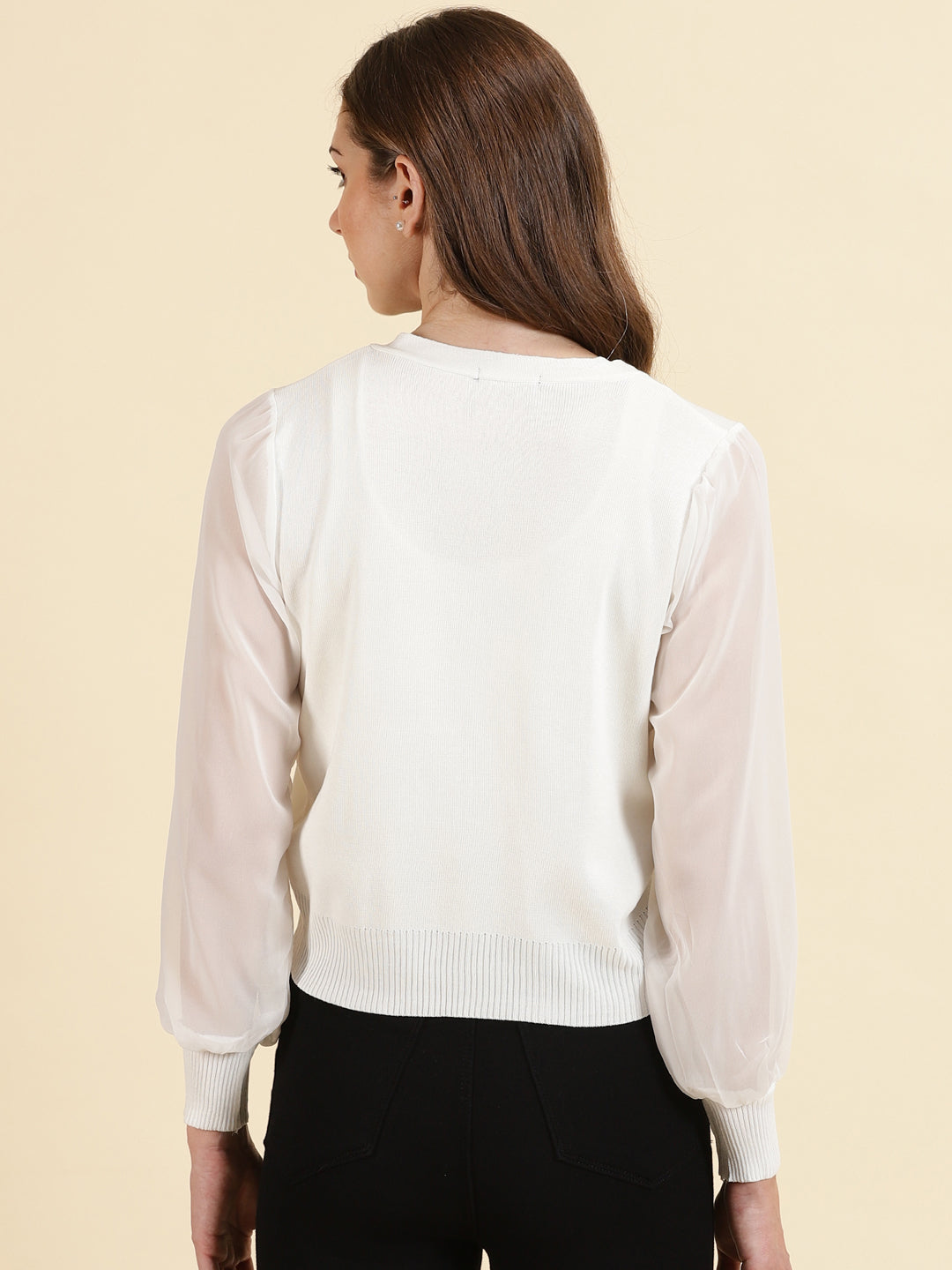 Women's White Solid Top
