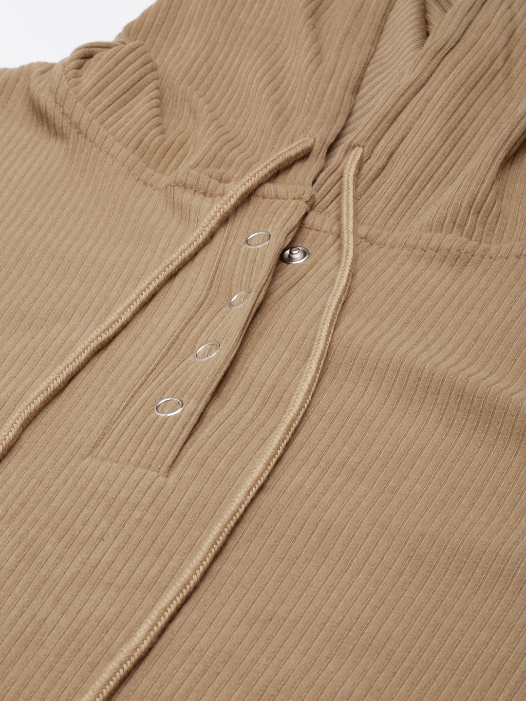 Women Brown Solid Front-Open Sweatshirt