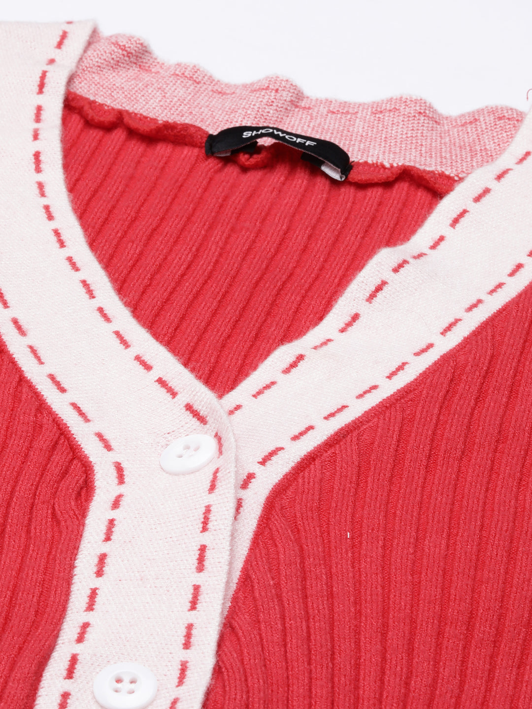 Women Coral Solid Vest Sweater
