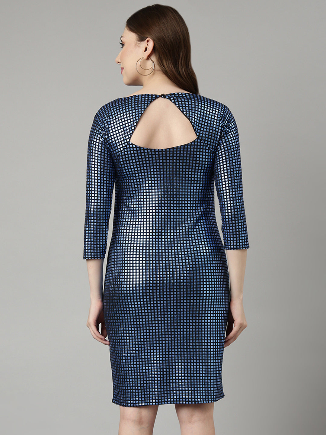 Women Blue Geometric Bodycon Dress