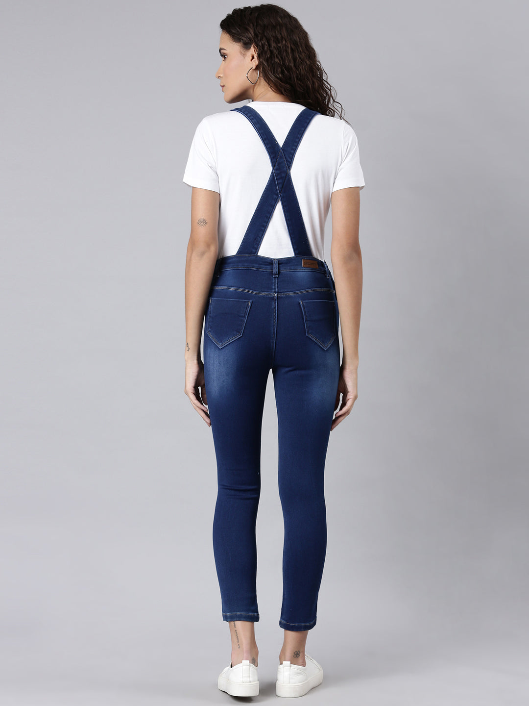 Women Blue Solid Dungaree