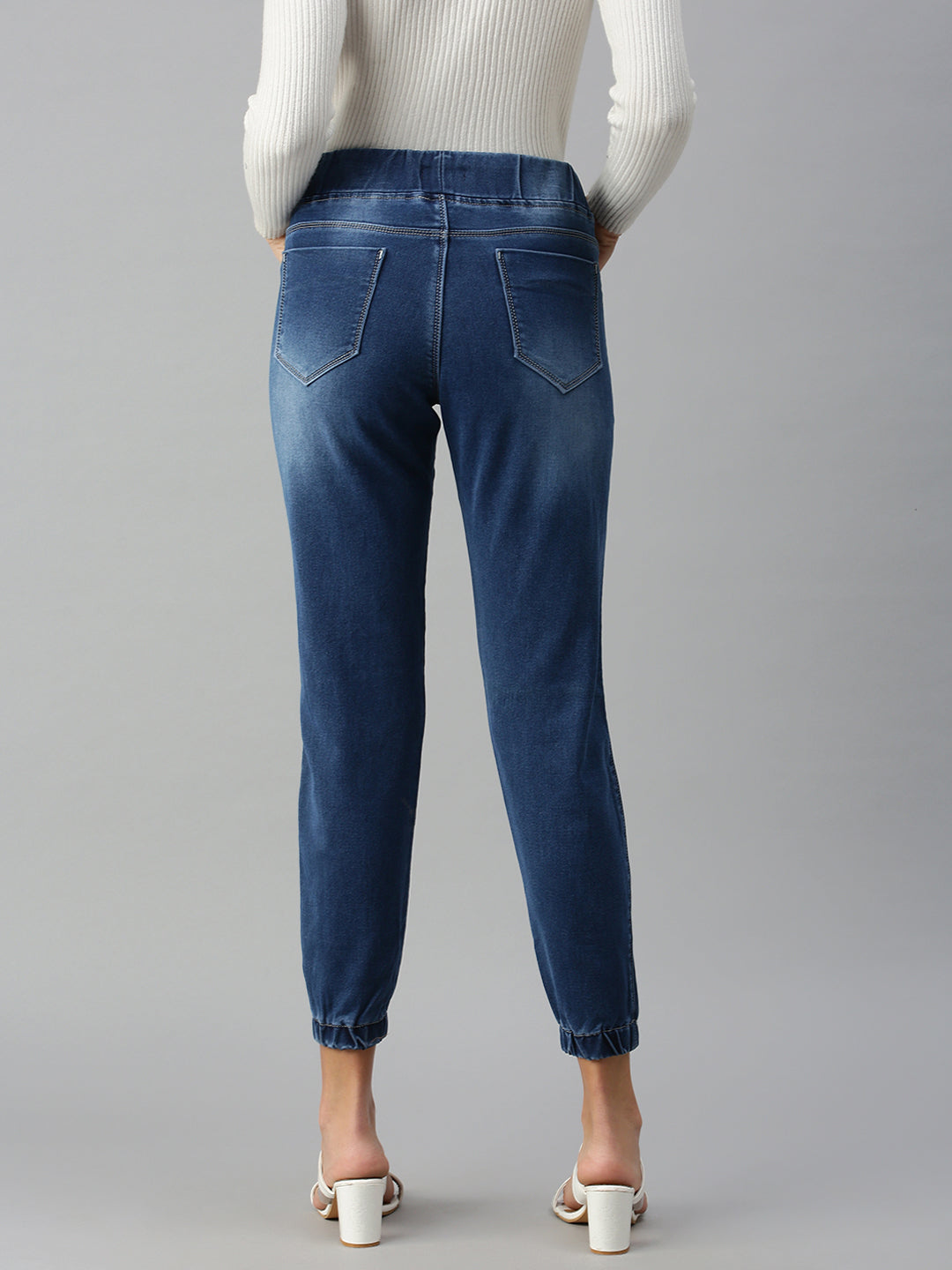 Women's Blue Solid Denim Jeans