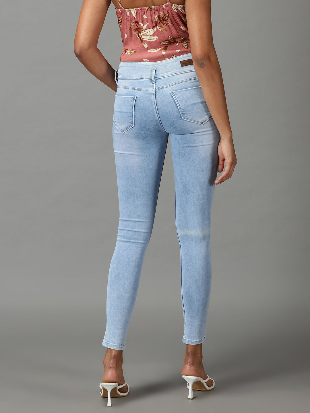 Women's Blue Solid Skinny Fit Denim Jeans