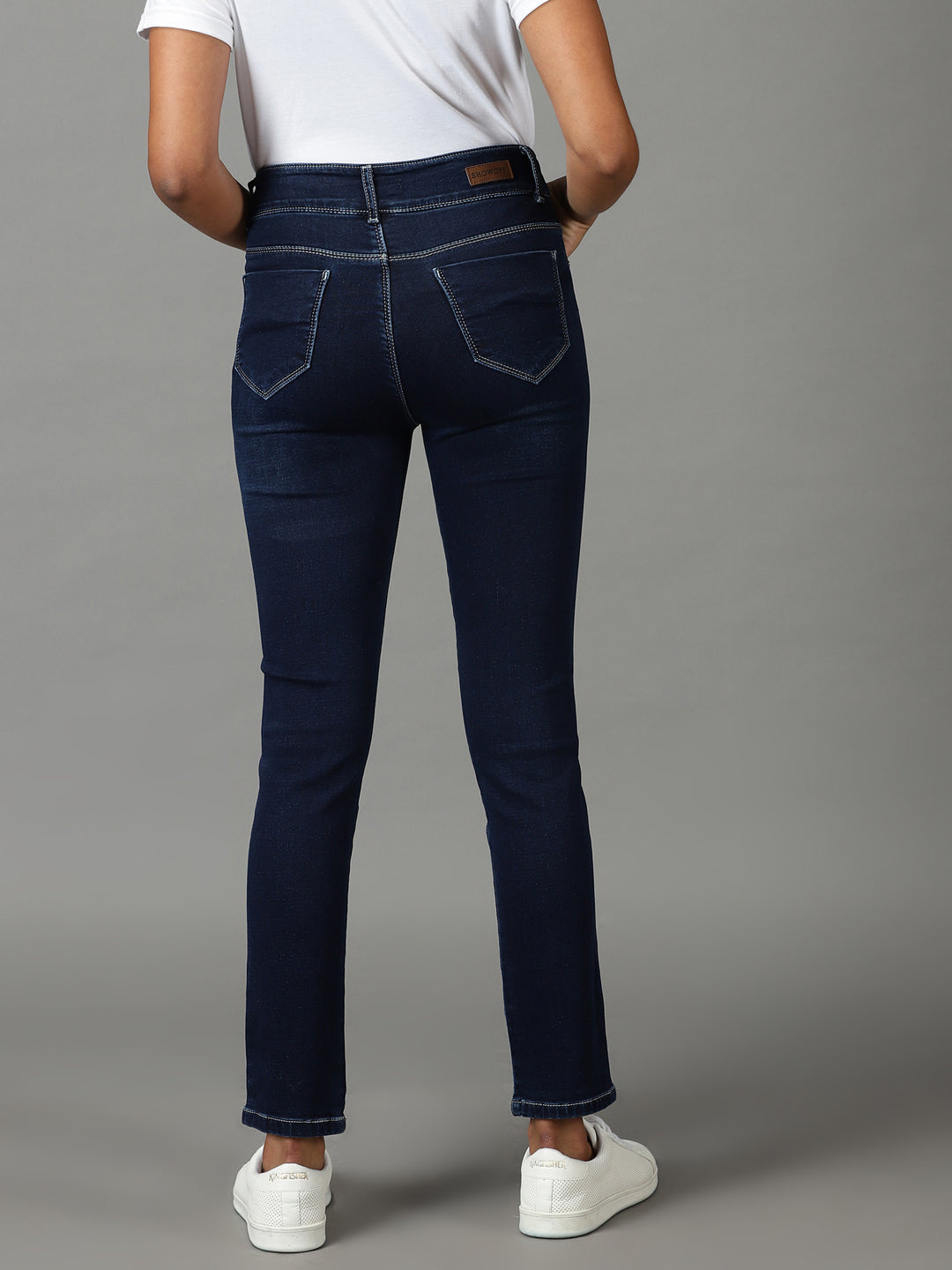 Women's Navy Blue Solid Super Skinny Fit Denim Jeans
