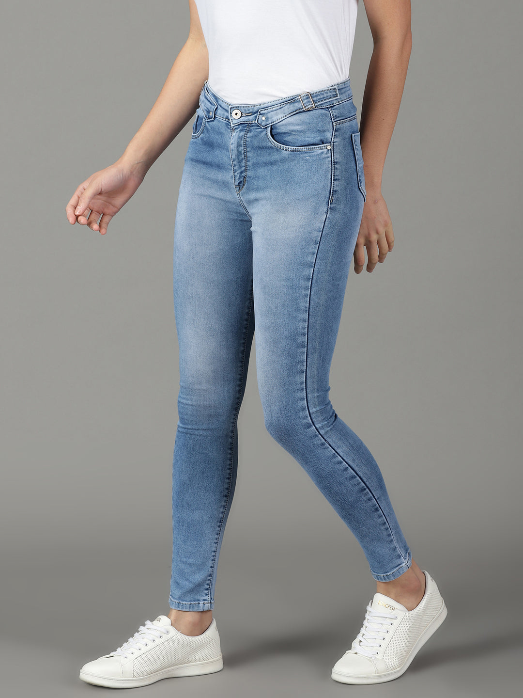 Women's Blue Solid Skinny Fit Denim Jeans