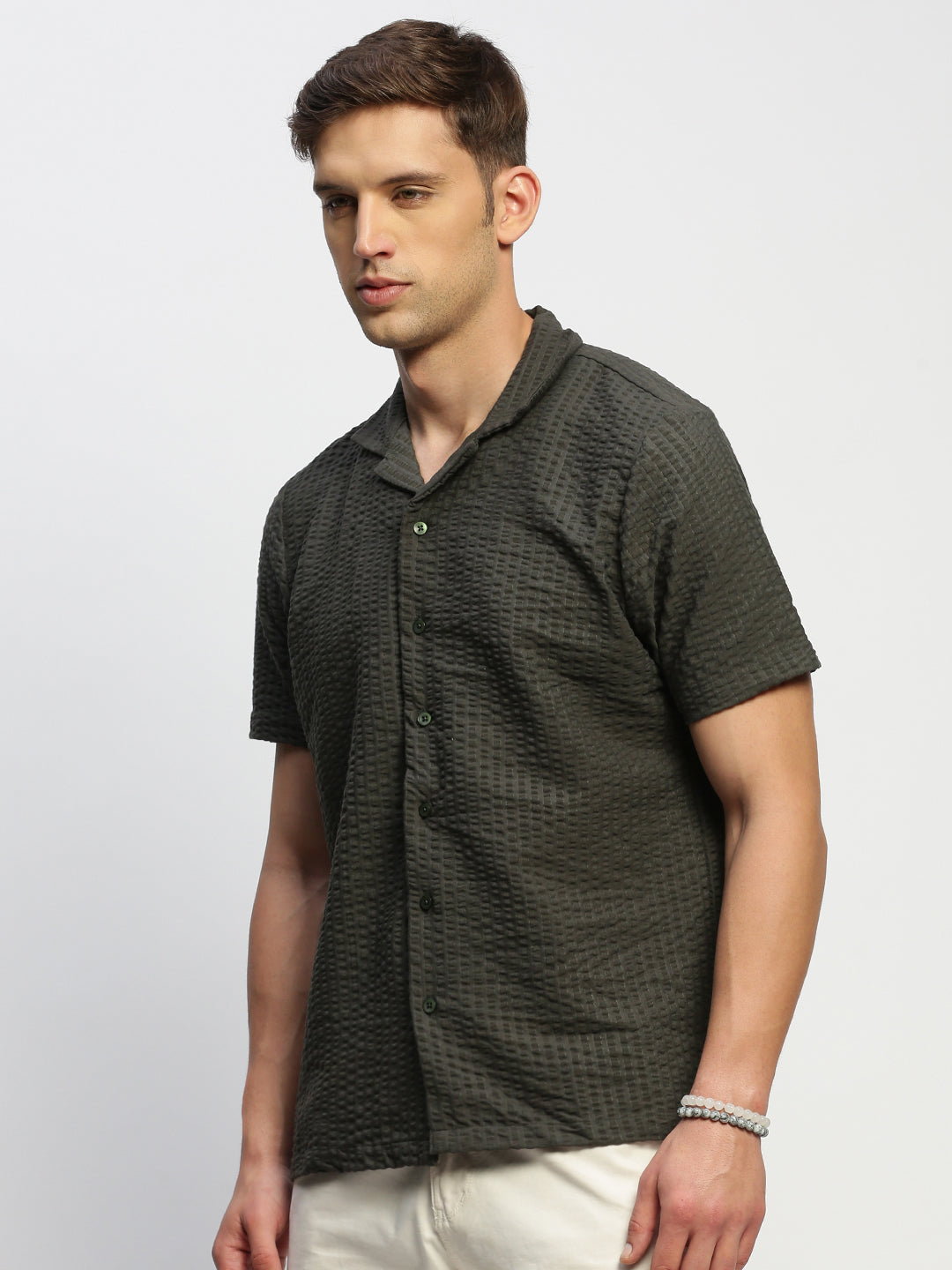 Men Green Solid Shirt