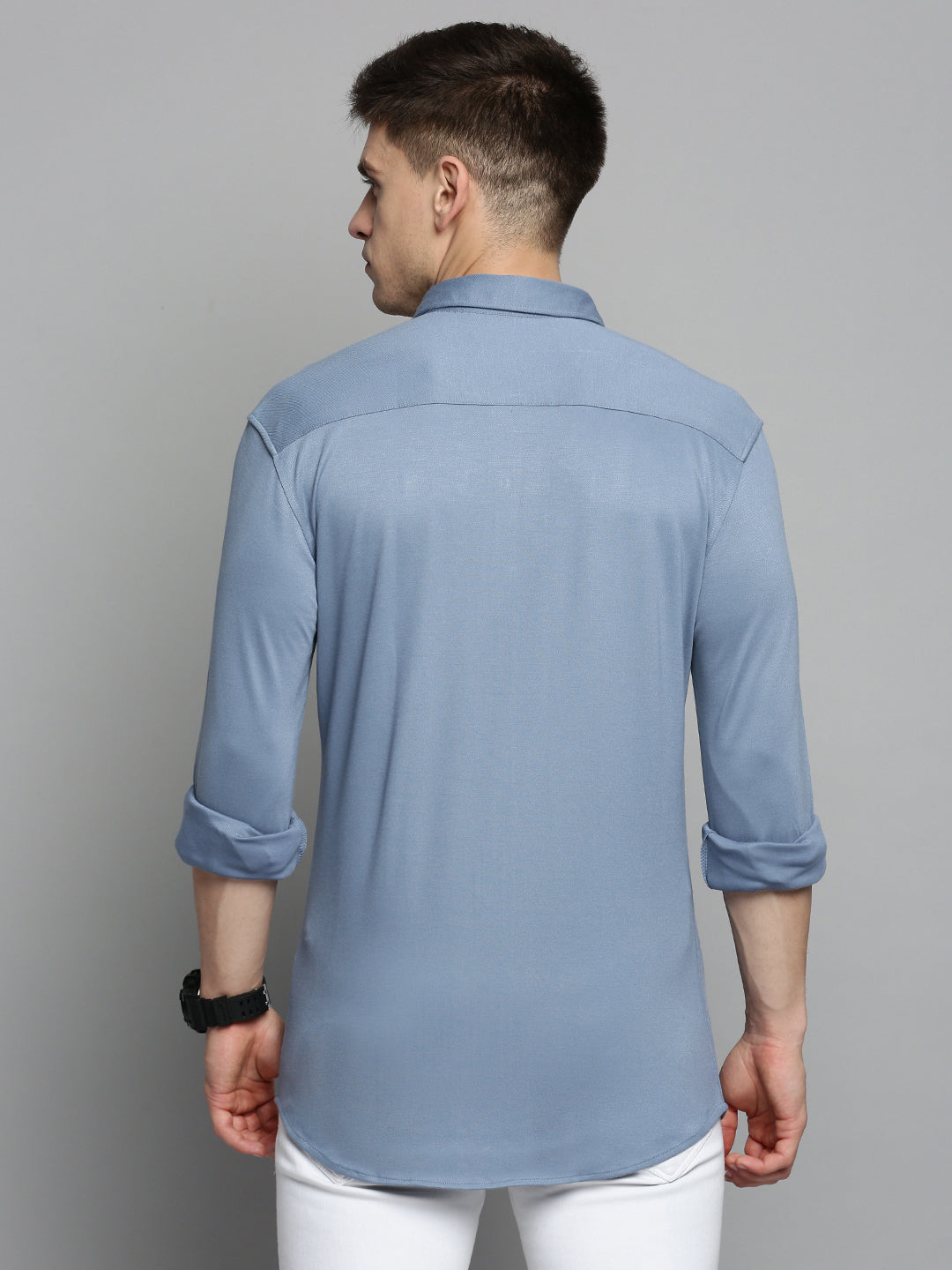 Men Blue Solid Casual Shirt