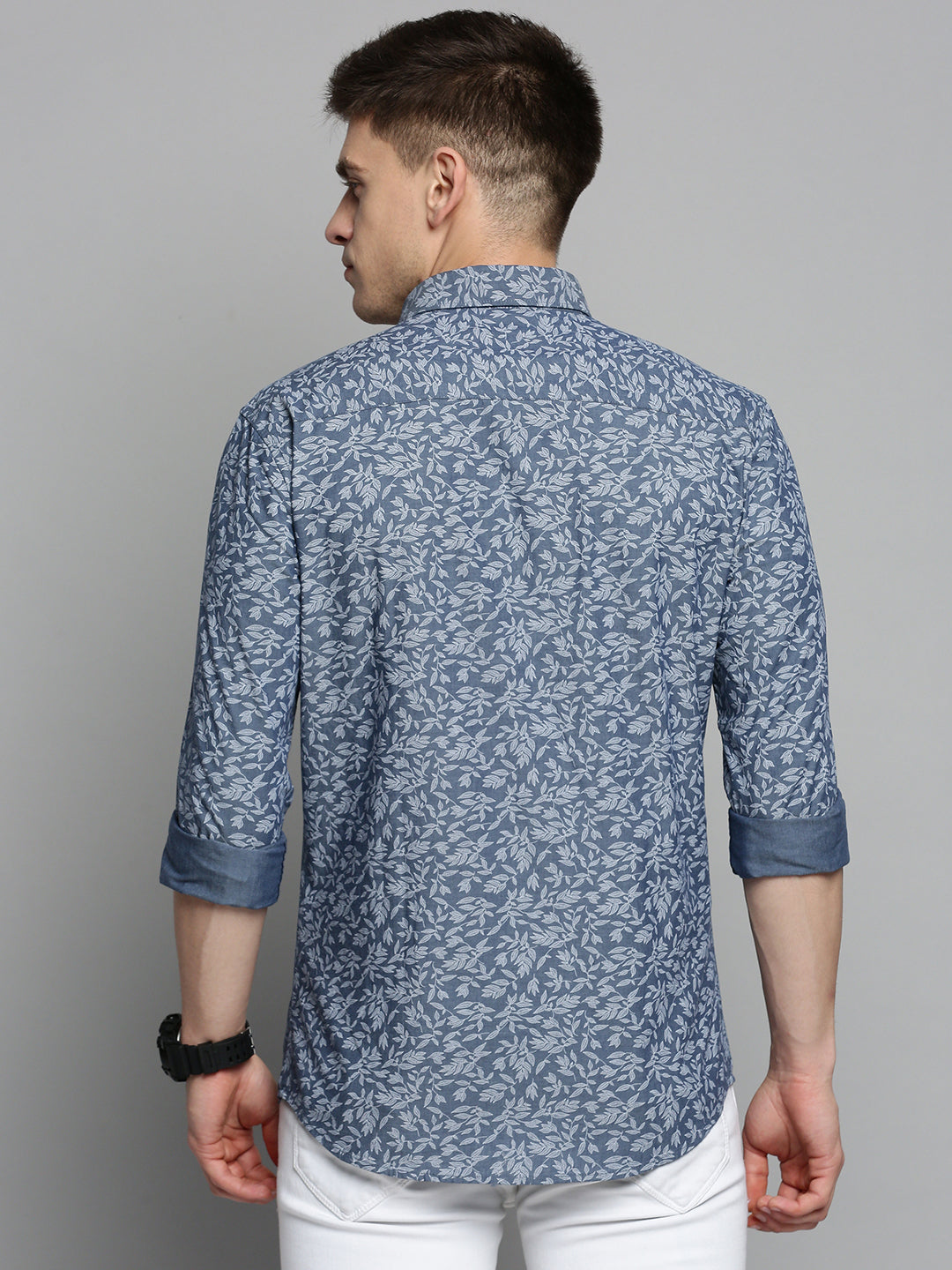 Men Blue Printed Casual Shirt