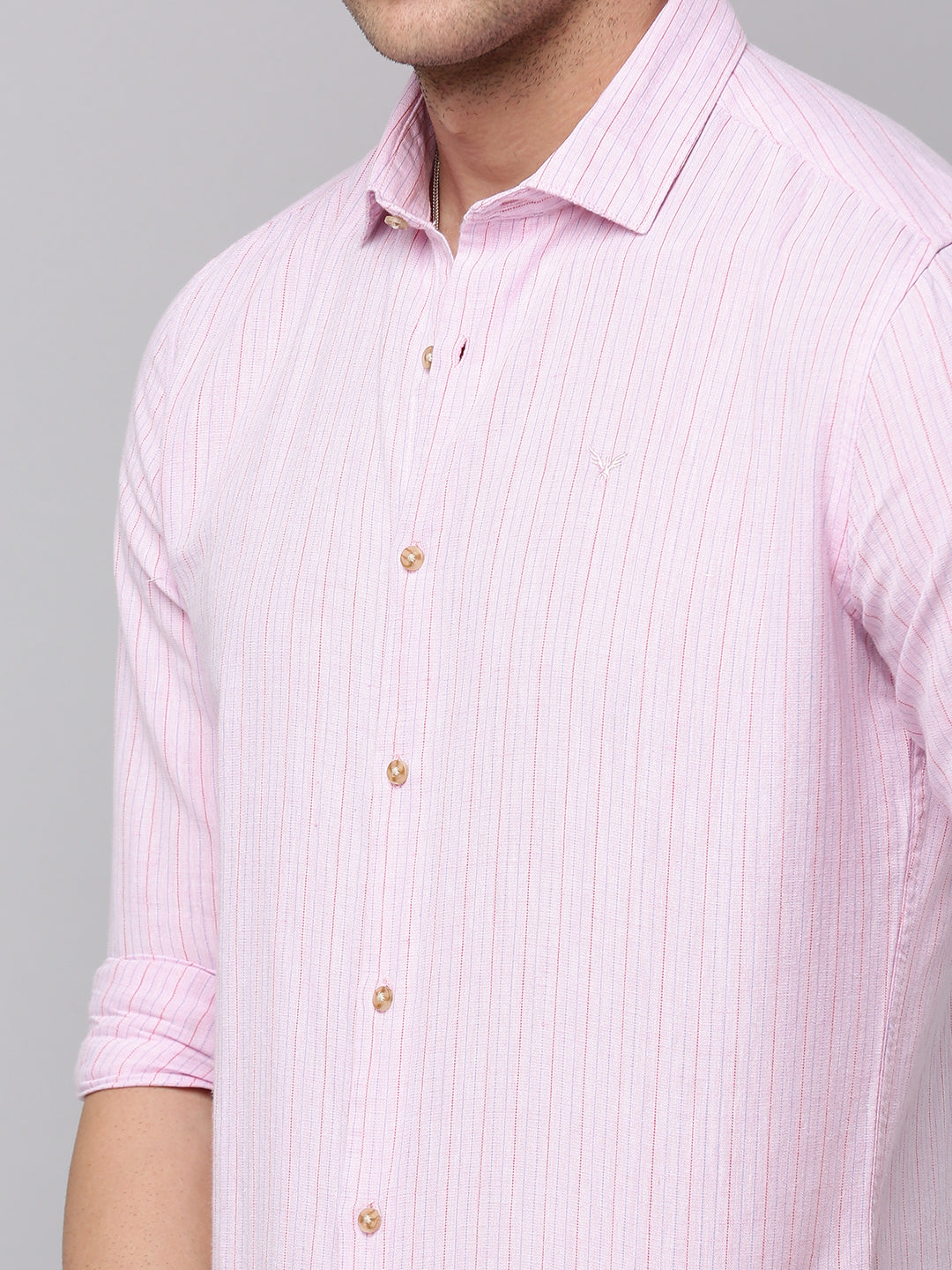 Men Pink Striped Casual Shirt